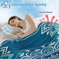 thumbnail image 3 of Teal Blue Boho Cooling Blanket,Lightweight Breathable Summer Throw Blanket with Double Sided Cold Effect,Retro White Rustic Flower Ethnic Pattern Picnic Blankets Bed Sheet for Hot Sleepers 40"x60", 3 of 8