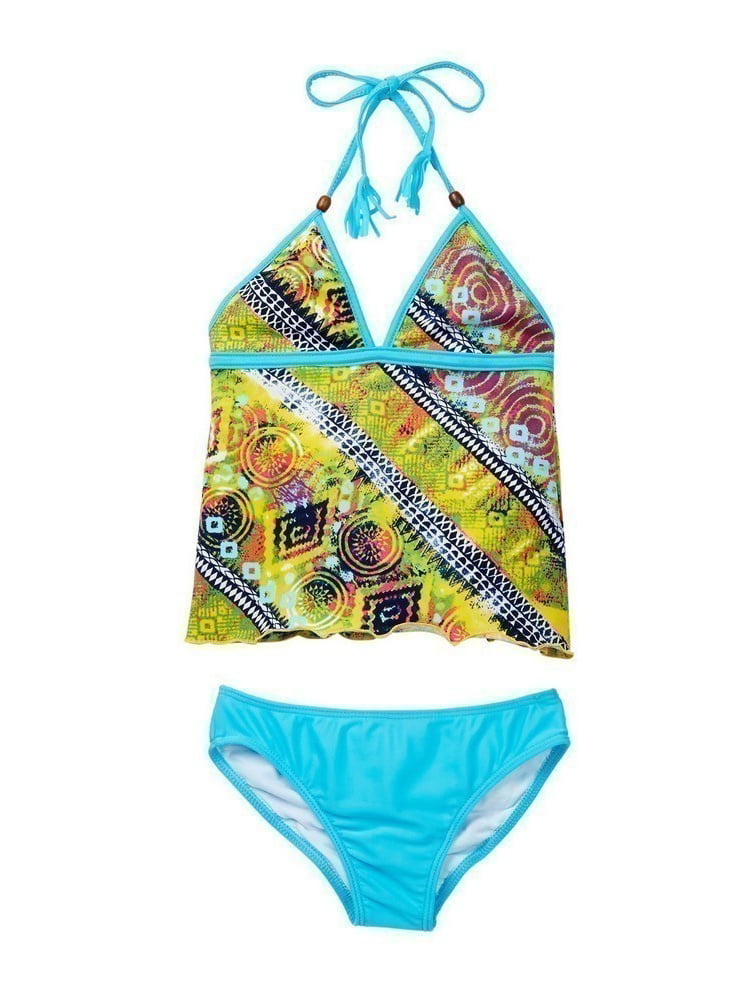 Azul Swimwear - Azul Girls Yellow Native Threads Tassel Open Tankini 2 ...