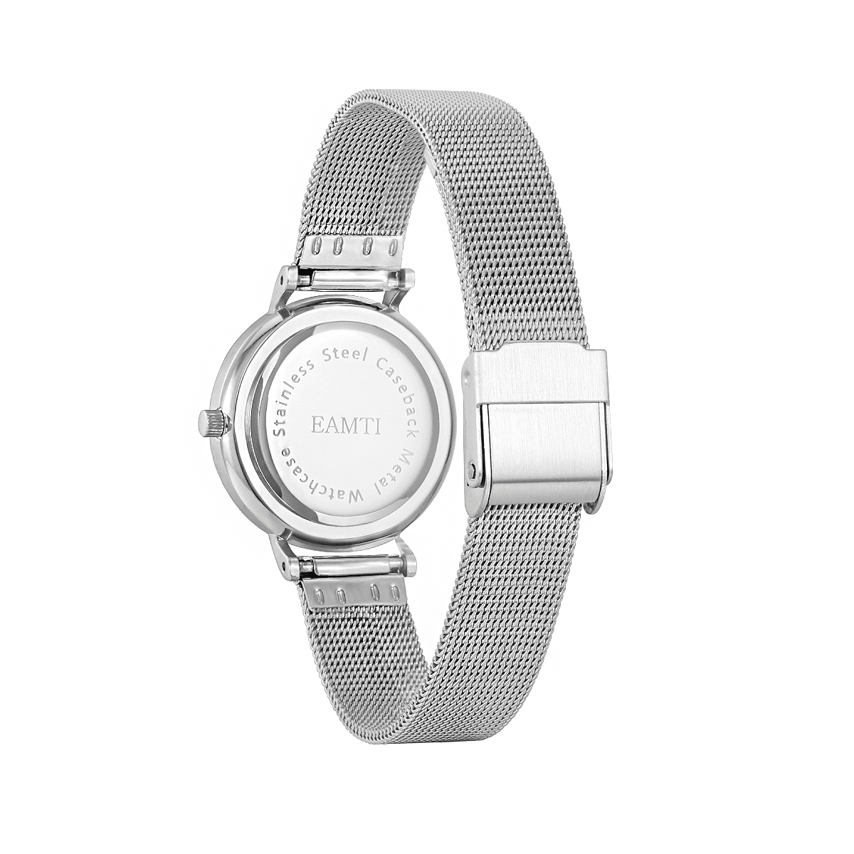 EAMTI Women's Bracelet Stainless Steel Watch, Fashion Minimalist Water Resistant Wristwatch for Women Ladies, White Case Silver Bracelet, 32mm Case