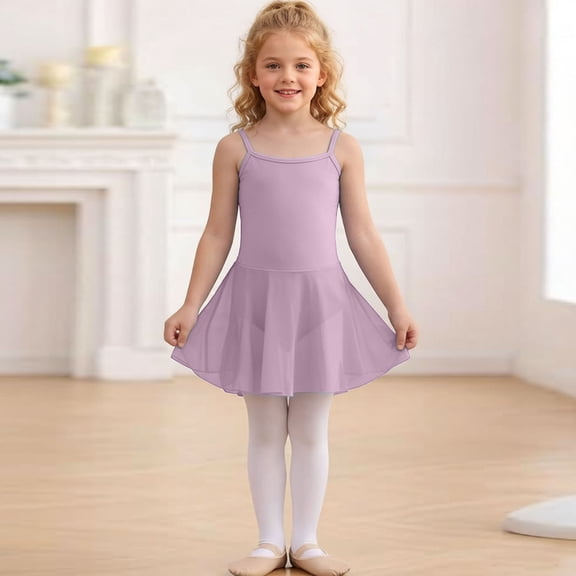 ATOGUTA Girls Dance Dresses Dance Skirted Leotard Kids Ballets Tutu Dress Kids Sleeveless Dancewear Size 3T-15. Pink