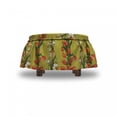 thumbnail image 4 of Floral Ottoman Cover, Tulips and Daffodils Pattern, 2 Piece Slipcover Set with Ruffle Skirt for Square Round Cube Footstool Decorative Home Accent, Standard Size, Khaki Multicolor, by Ambesonne, 4 of 5