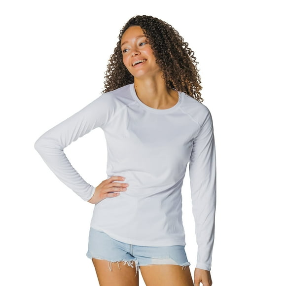 Vapor Apparel Women’s UPF 50+ UV Sun Protection Long Sleeve Performance Regular Fit T-Shirt for Sports and Outdoor, Medium, White