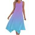 thumbnail image 2 of Ovzne Robes Grande Taille pour Femmes Rondes Robe Dégradée Sans Manches Col Rond à Cordon Décontractée à Volants Mini-Jupe Robe d'Été en Liquidation, 2 of 7
