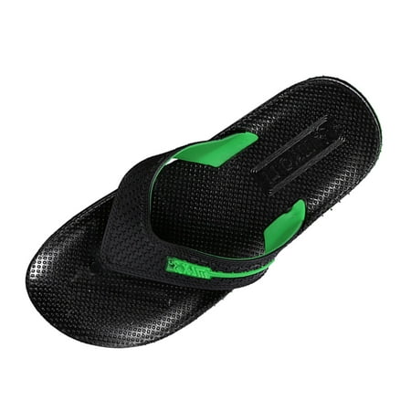 

KaLI_store Mens Shoes Men s Beach Sandals Full Grain Leather Flip-Flop Slides Compression Molded Footbed & Ultra-Soft Comfort Fit Green