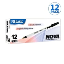 BAZIC Ballpoint Pen Nova Black Color Stick Pens, 1.0 mm, (12/Pack), 12-Pack