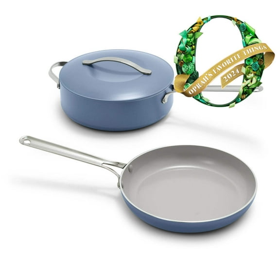 GreenPan Nova 10” Frying Pan Skillet and 4.37QT Sauté Pan with Lid, Oprah’s Favorite Things 2024, Ceramic Nonstick, Induction Suitable, Sear, Fry, Broil, Dishwasher & Oven Safe, Ocean