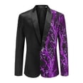 thumbnail image 2 of CloudStyle Mens Stylish Dinner 2-Piece Suit Slim Fit Sequin Suit Jacket Sport Coat And Pants, 2 of 5