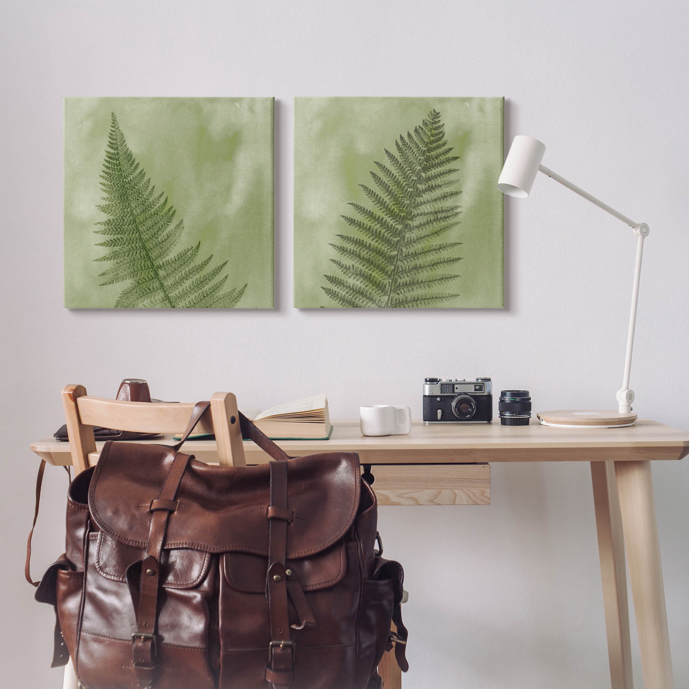 Fern Sprouts Forest Nature Leaves Botanical & Floral Graphic Art Gallery Wrapped Canvas Print Wall Art, Set of 2