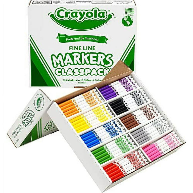 Crayola Fine Line Markers For Kids, Back to School Supplies For Teachers, Bulk  Markers For School, 200 Count 