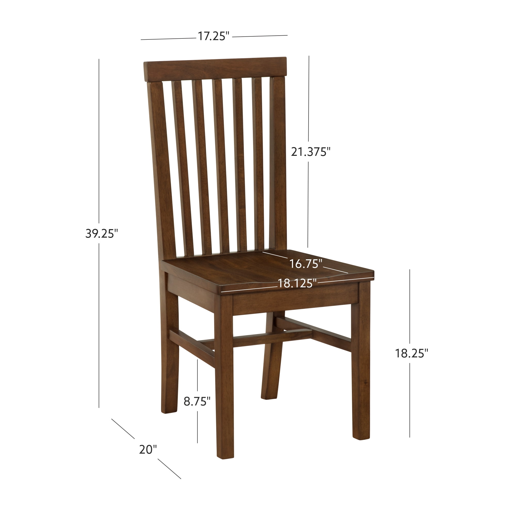 Linon Percival Indoor Wood Dining Side Chair, Set of 2, Walnut