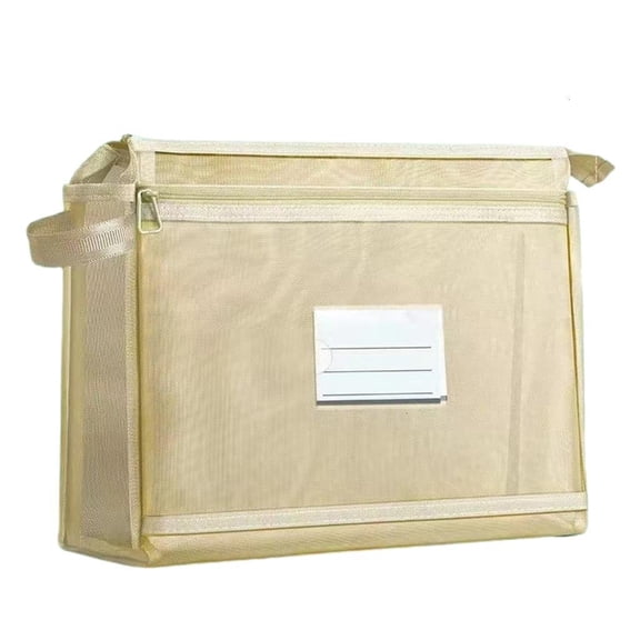 Yammee Double Layered Mesh File Bag Document Organiser Carrying Bag With Handle Clear Label Window Handheld Book Carrying Case