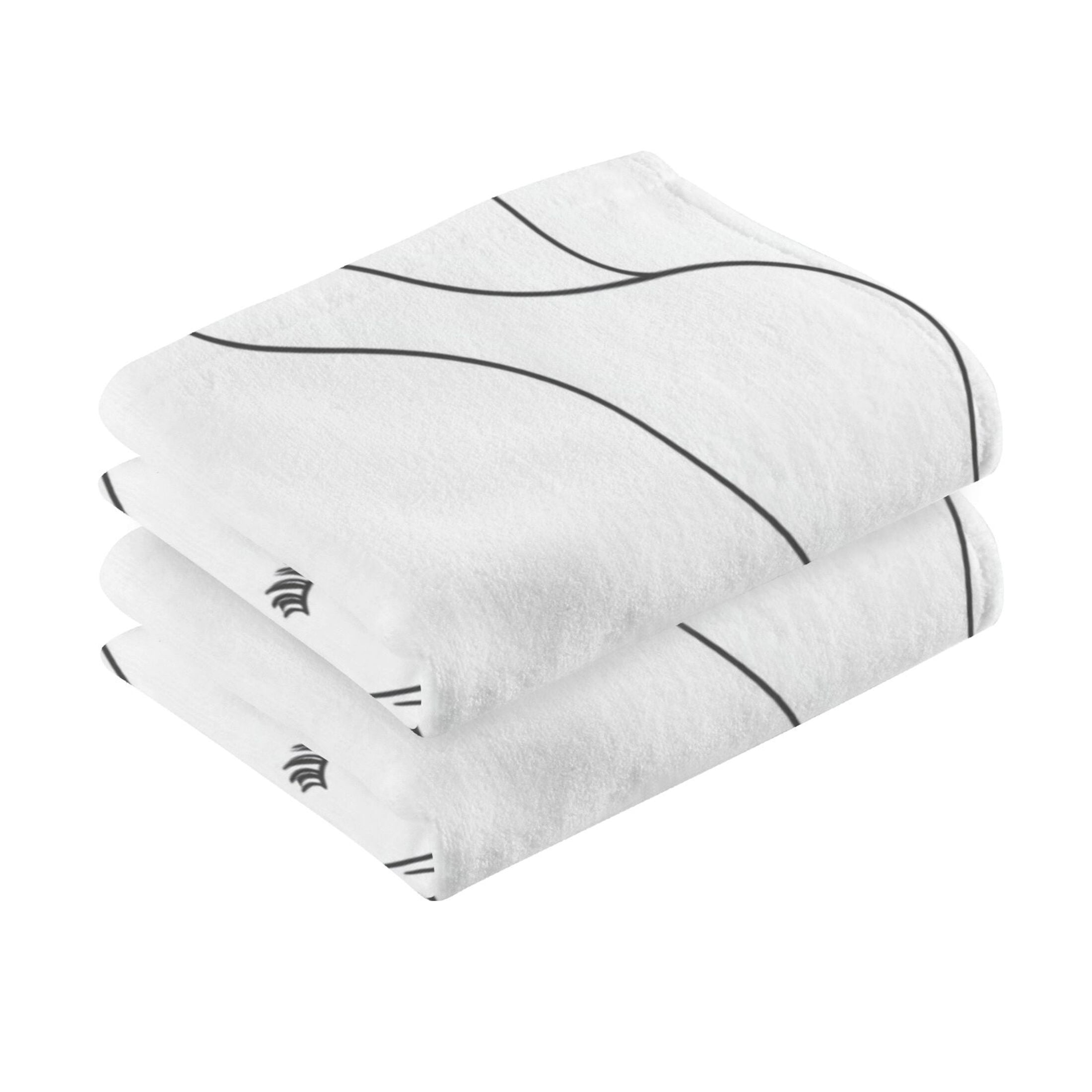 Simple Line Drawing Face Set of 2 Pure Cotton Towels, 16'' x 28'', Highly Absorbent and Soft