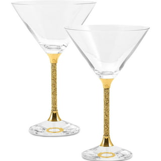 8-Ounce Metallic Gold Tone Martini Glasses, Golden Drinking Glass for –  MyGift
