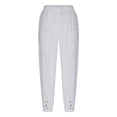 thumbnail image 7 of Aoiroe Women Summer High Waisted Cotton Linen Palazzo Pants Wide Leg Long Lounge Pant Trousers with Pocket White 4XL, 7 of 7