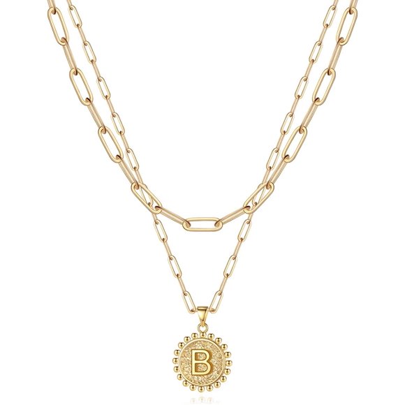 Collier pour Femmes - Pendentif Délicat Rempli d'Or, Colliers Lettre Initiale, Colliers Alphabet Gravés Faits à la Main Monogramme Idée Cadeau Bijoux pour Femmes Adolescentes