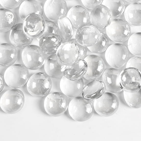 BPPEG 0.5Lb Clear Glass Beads for Vases, Glass Pebbles, Clear Flat Glass Marbles for Vase Filler Flower Candle Crafts Centerpieces and Wedding Decoration