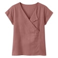 thumbnail image 2 of Cilsoka Womens Short Sleeve Tops Dressy Casual V Neck Oversized Summer Trendy Shirts Business Work Blouses, Trendy Shirts for Women 2026, 2 of 5