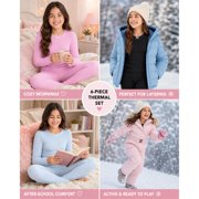 dELiA*s Girls Thermal Underwear Set Waffle Knit Shirt and Long Johns (2T-16), Black/Pink/Light Blue