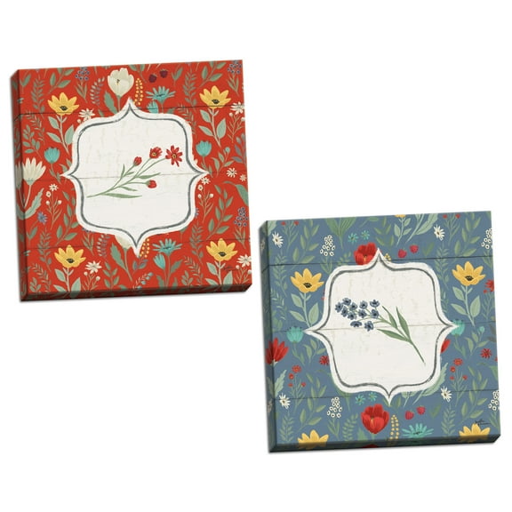 Gango Home Decor Country-Rustic Blooming Thoughts VII & VIII Flower by Janelle Penner (Ready to Hang); Two 12x12in Hand-Stretched Canvases