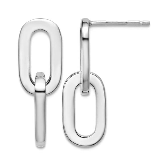 9mm 925 Sterling Silver Rhodium Plated Polished Link Dangle Post Earrings 23x9mm Wide Dangle Earring for Women