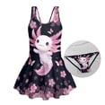 thumbnail image 6 of Uourmeti Cartoon Axolotl & Cherry Blossom Girls' One Piece Swim Dress - Quick Dry, Stretchy Skirted Bathing Suit for Beach & Pool, 6 of 8