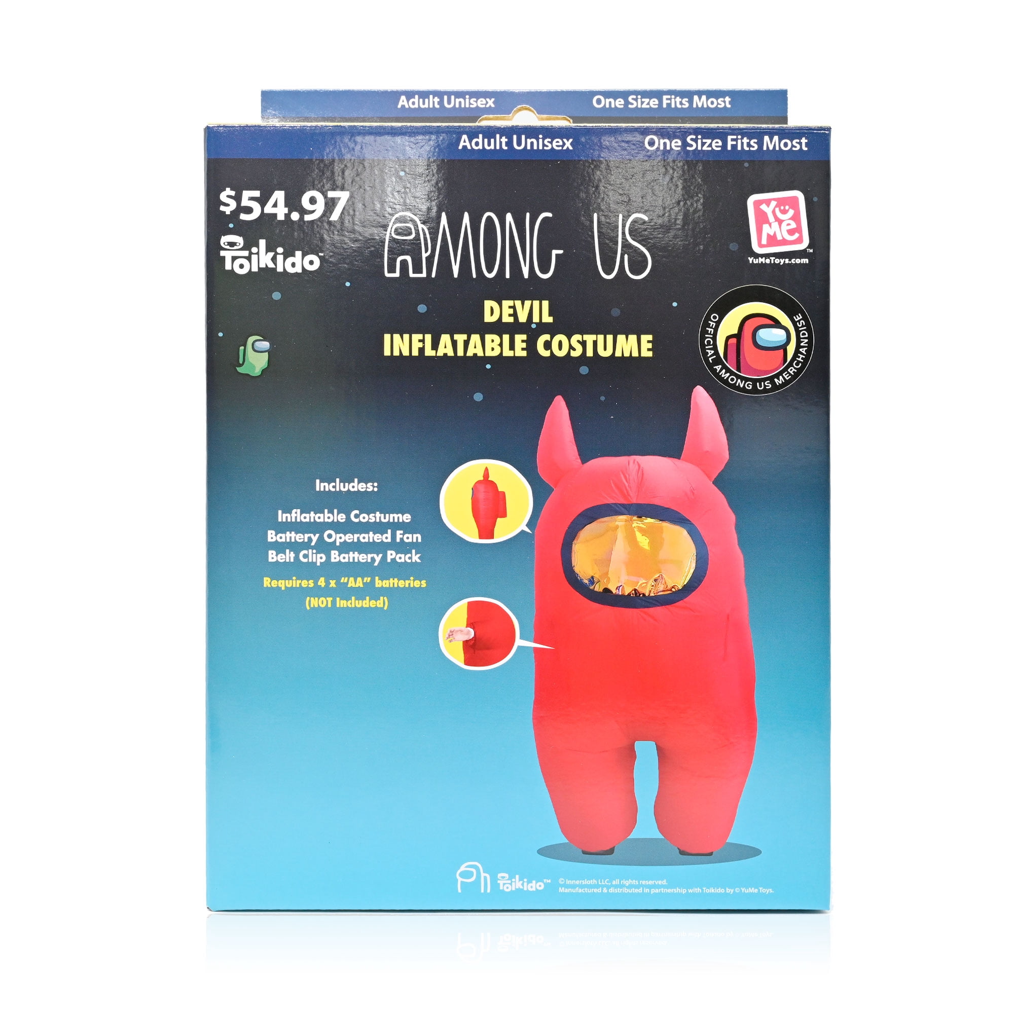 Among Us Devil Inflatable Halloween Costume for Adults, Red, Adult One Size Fit, by YuME Toys