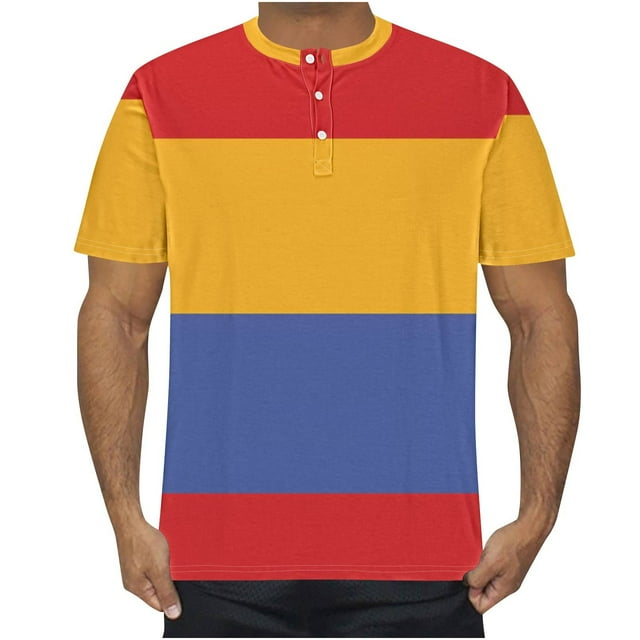 Zemub Haut/chemise à Manches Courtes à Col Rond à Rayures d'Été pour Hommes (Jaune, TG)