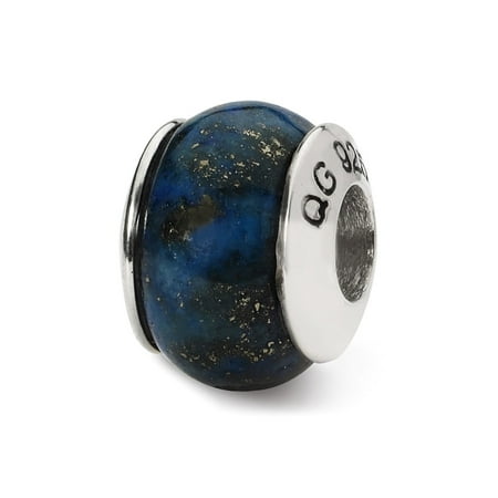 - Lapis Stone Bead & Sterling Silver Charm, 11 x 8mm