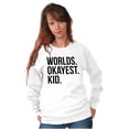 thumbnail image 4 of Worlds Okayest Kid Son Daughter Funny Unisex Plus Fleece Graphic Sweatshirt Brisco Brands 4X, 4 of 5