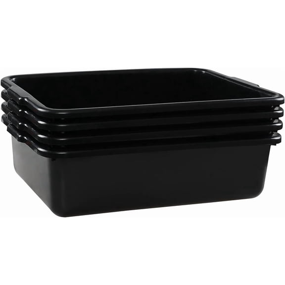 Wekioger 4-Pack  Bus Tubs, 22 L Plastic Utility Bus Box, Black