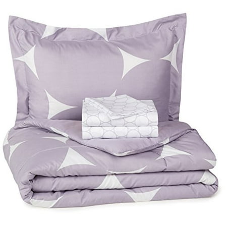 Basics 5-Piece Bed-In-A-Bag Comforter Bedding Set - Twin or Twin XL  Purple Mod Dot