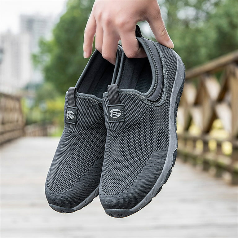 Men's Slip-on Sneakers With Shoelaces - Odor-resistant Athletic