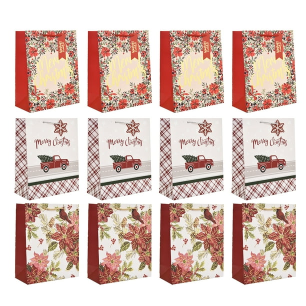 Bolsas de regalo de papel reutilizables para compras de comestibles de vacaciones de Navidad para galletas de comida