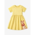thumbnail image 6 of SXIMEE 2-7Y Toddler Girls Summer Dress Cotton Casual Short Sleeve Dresses Girls Sundress - Rabbit, 6 of 7