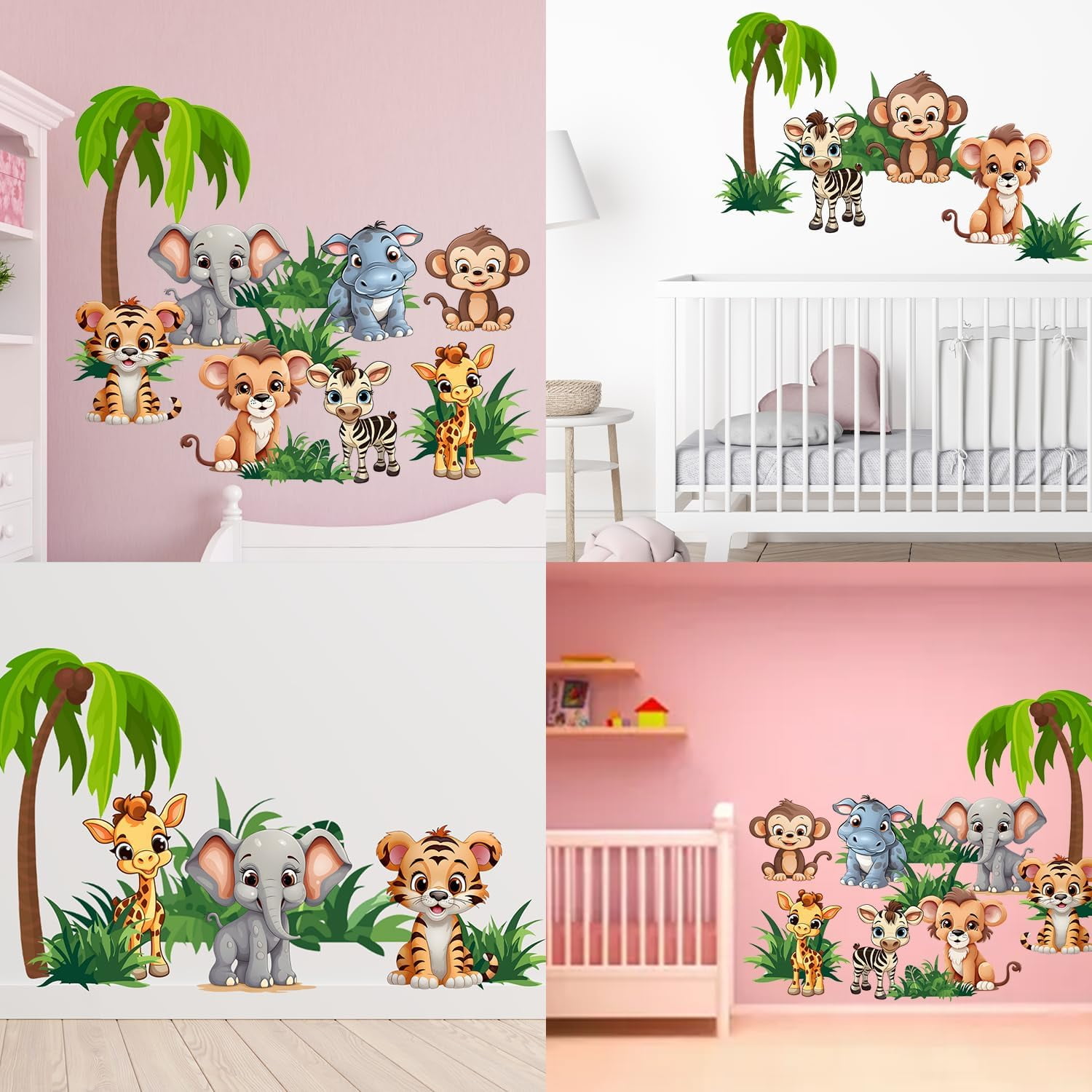 Gotsafety Baby Animal Wall Stickers - Premium Vinyl Jungle Animal Wall Decals for Nursery & Classroom - Safari Decals for Kids Room Animal Wall Decor - Easy Application Adhesive Decals