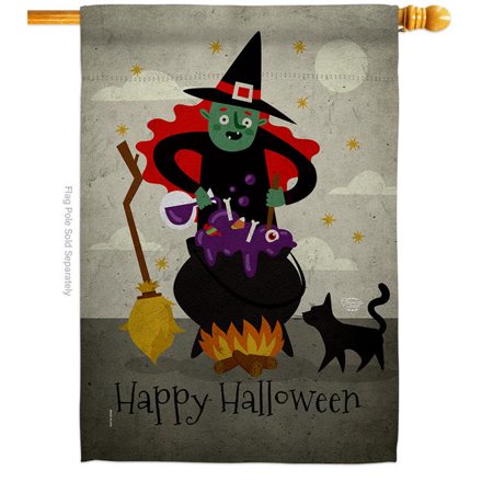 Ornament Collection H190173-BO Casting Spells Falltime Halloween 28 x 40 in. Double-Sided Decorative Horizontal House Flag for Decoration Banner Garden Yard Gift