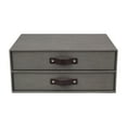thumbnail image 4 of Bigso Birger 2-Drawer Canvas Fiberboard Easy Pull Handle Document Letter Box | Desktop Drawers for Loose Papers and Documents | Desktop Storage Drawers with Leather Handles | 13.1” x 10” x 5.7” | Grey, 4 of 4
