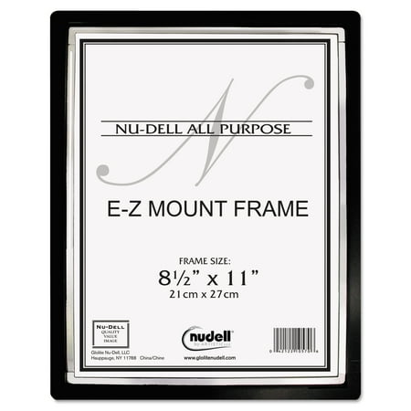 NuDell EZ Mount II Document Frame, Plastic, 8-1/2 x 11, Black/Silver