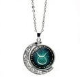 thumbnail image 1 of Starry Zodiac Necklace Double Sided Rotating Moon Pendant Retro Sweater Chain-Taurus, 1 of 3