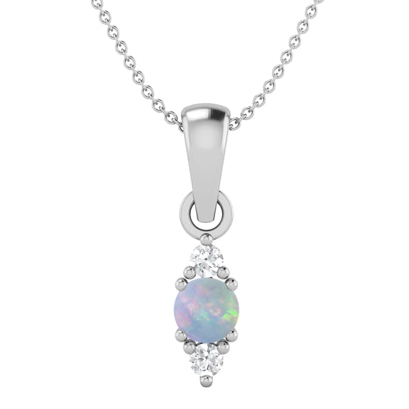 Mooneye 4mm Round Opal 925 Sterling Silver Classic Delicate Women Anniversary Necklace