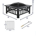 thumbnail image 4 of Metal Fire Pit for Outside, 32'' Stone Finish Fire Pit Table, Wood Burning Outdoor Firepit with Fire Bowl, Mesh Screen Lid, Poker, 4 of 10