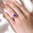 thumbnail image 2 of Divine Creation 2.00 Ct Pear Cut Purple Amethyst Wedding Engagement Bridal Ring Set 14K Rose Gold Plated 925 Sterling Silver For Women's -8, 2 of 2