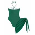 thumbnail image 3 of Traje de baño tipo bikini de una pieza con falda para mujer, 3 of 5