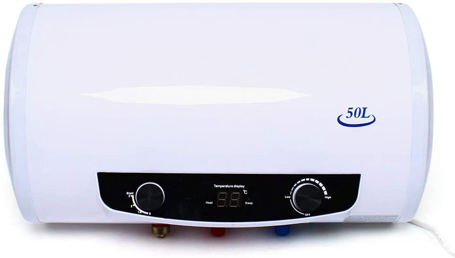 Miumaov Electric Water Heater, 110V Full-automatic ABS Horizontal Hung Electric Hot Water Heater Warmer Tank with Remote Digital Display, Multiple Safety Protection White (50L)