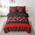 thumbnail image 2 of Feelyou Red Leopard Cheetah Print Twin Bedding Sets 7pcs, Abstract Lines Comforter Set, 2 of 8