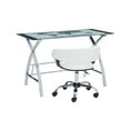thumbnail image 6 of Jared Metal Desk and Task Chair Set, World Map Printing Glass with White Desk Chair, 6 of 8