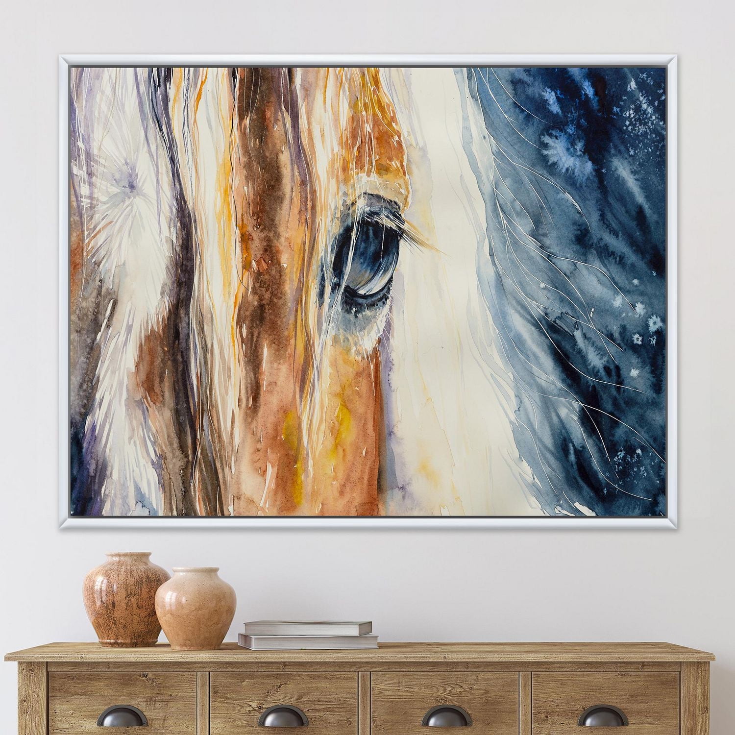 Designart Close-Up of A Beautiful Horses Eye I FLOAT FRAME WALL ART