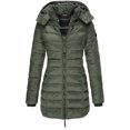 thumbnail image 5 of Chaquetas de algodón cálidas para mujer, chaquetas de estilo delgado con capucha de longitud media, abrigo informal sencillo y grueso, holgado y elegante, novedad, 5 of 5