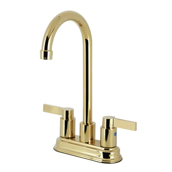 Kingston Brass KB8492NDL NuvoFusion 4" Centerset Bar Faucet, Polished Brass