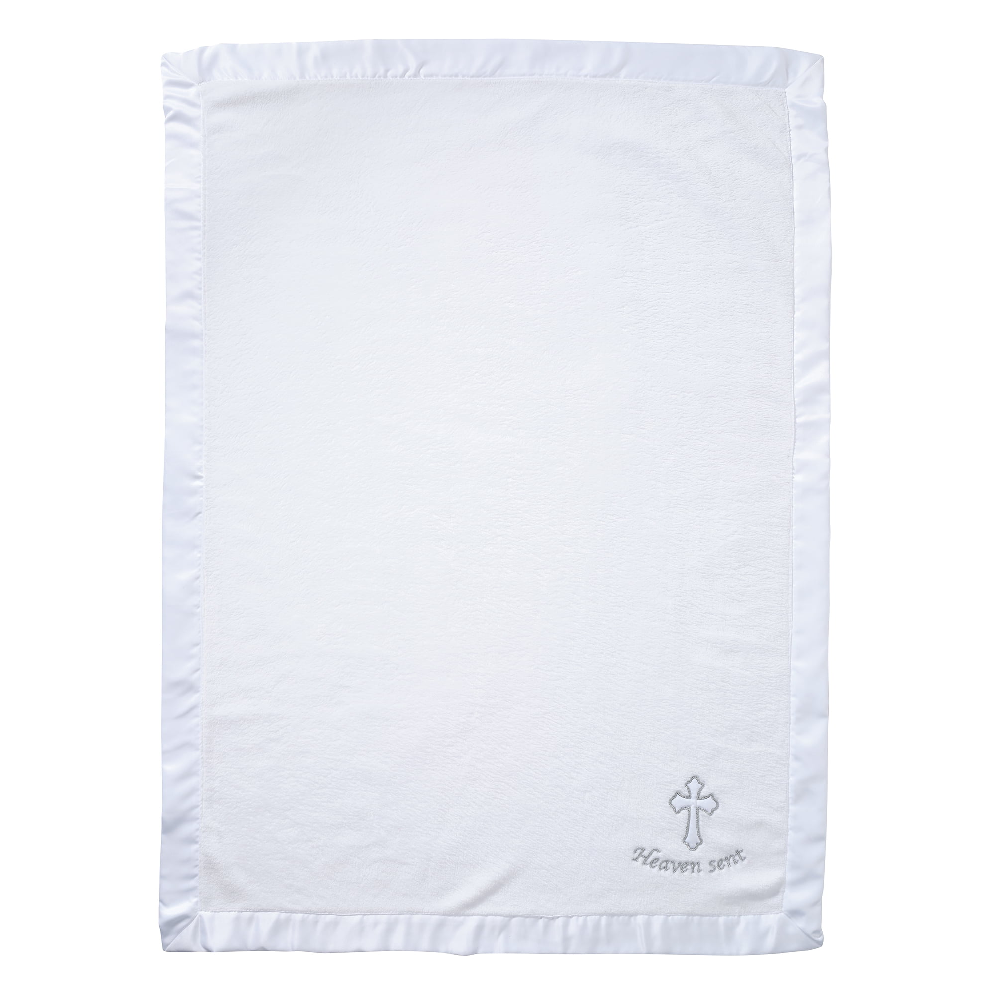 Lambs & Ivy Heaven Sent Baptism/Christening Soft White Fleece Baby Blanket